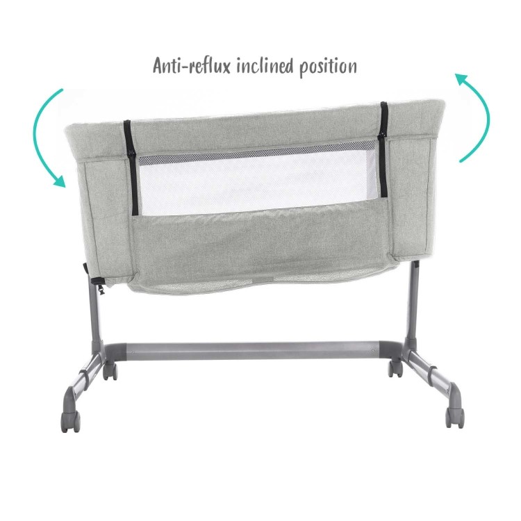Co Sleeper Adjustable Bedside Baby Crib by Babyway Cool Grey