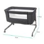 Co Sleeper Adjustable Bedside Baby Crib by Babyway Charcoal Grey