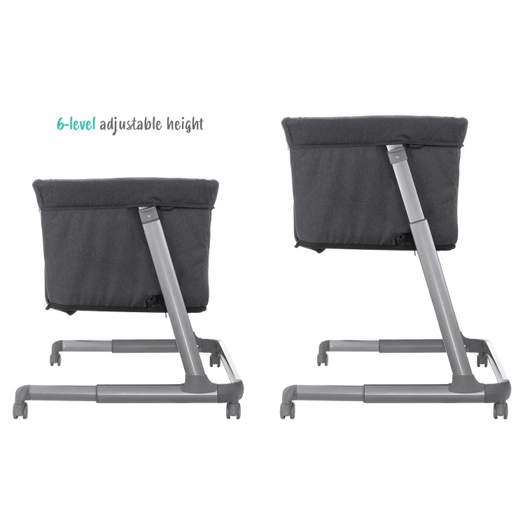 Co Sleeper Adjustable Bedside Baby Crib by Babyway Charcoal Grey