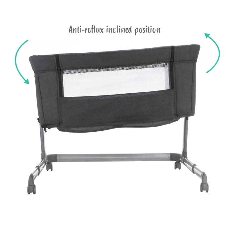 Co Sleeper Adjustable Bedside Baby Crib by Babyway Charcoal Grey