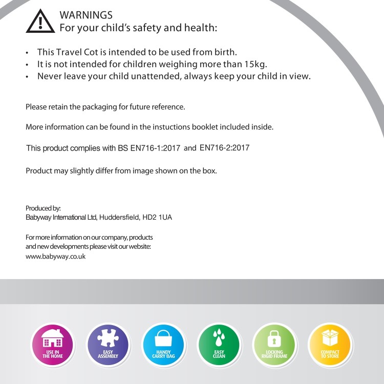 GRADE A1 - Travel Cot + Playpen with Mattress and Carry Bag by Babyway