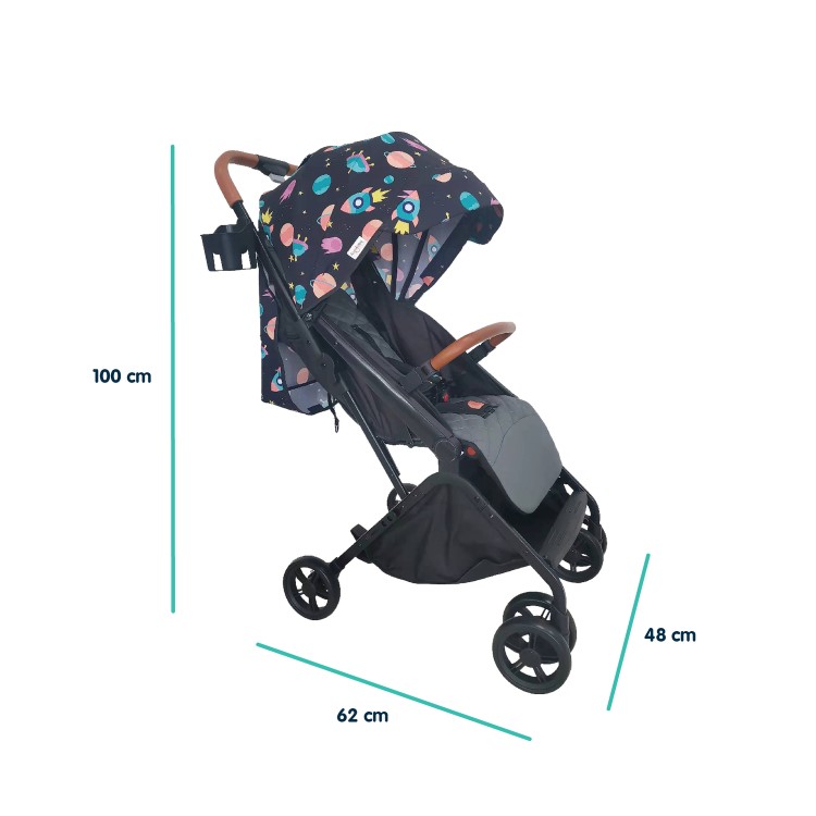 Lightweight Stroller with Raincover & Cup Holder in Space Design by Babyway