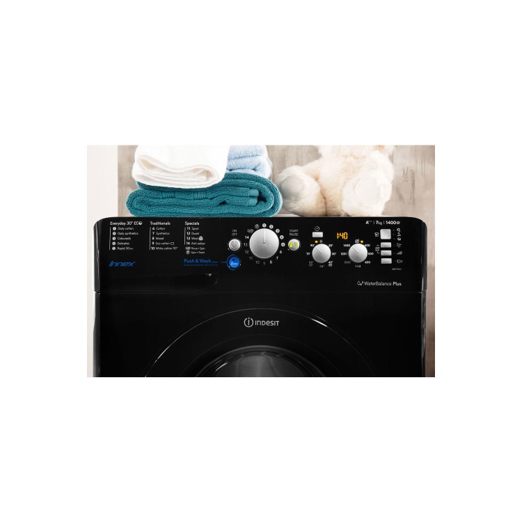 Refurbished Indesit BWE71452KUKN Freestanding 7KG 1400 Spin Washing Machine Black