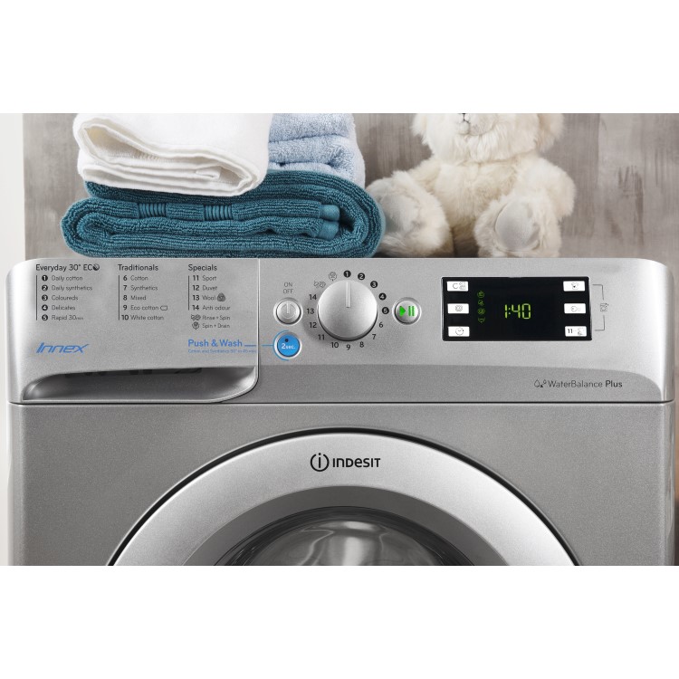 Indesit BWE91484XSUK Innex 9kg 1400rpm Freestanding Washing Machine - Silver