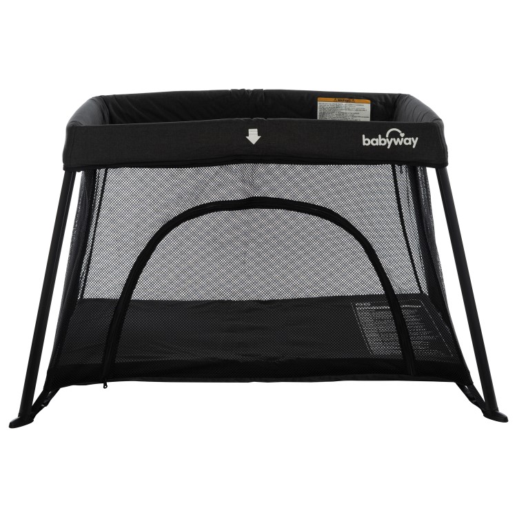 GRADE A1 - Lightweight Travel Cot + Playpen with Mattress and Carry Bag in Black by Babyway