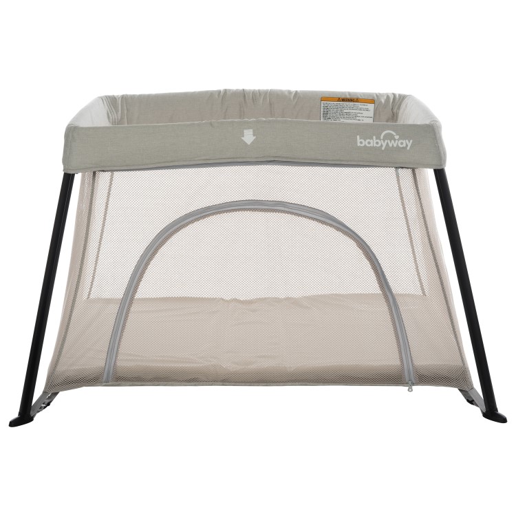 Babyway Lightweight Travel Cot & Playpen with Mattress and Carry Bag in Grey