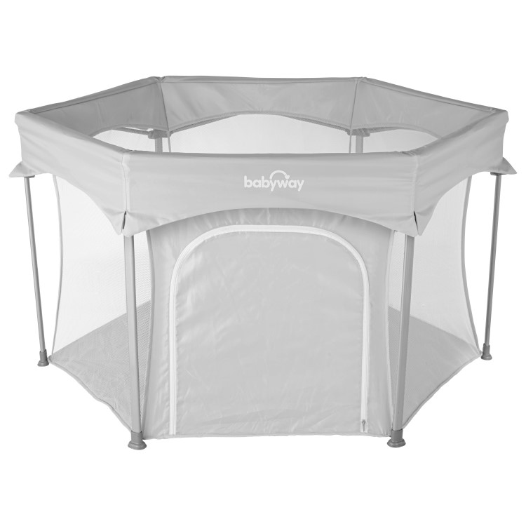 Babyway Foldable Baby Playpen with Carry Bag in Grey