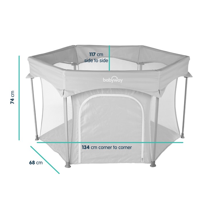 Babyway Foldable Baby Playpen with Carry Bag in Grey