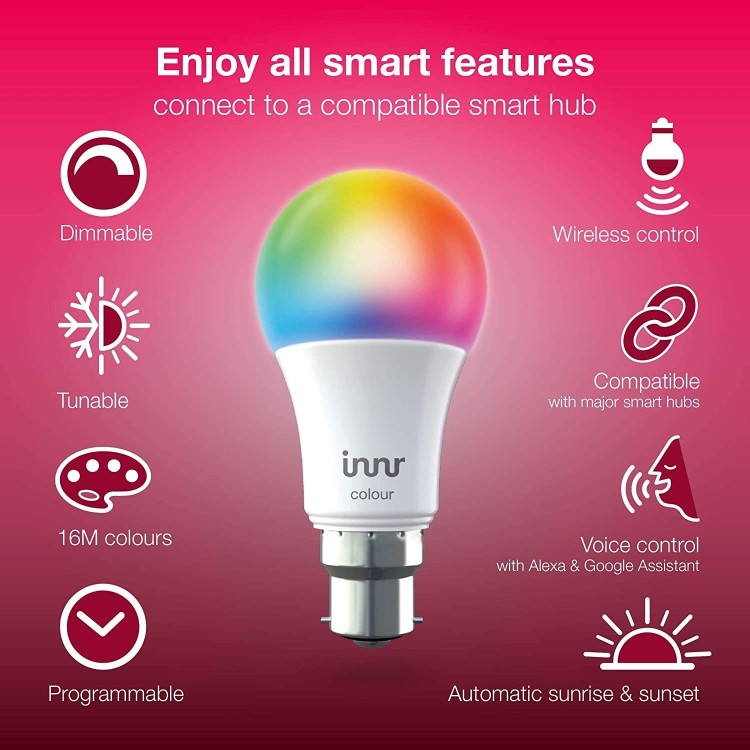 Innr Smart Bulb B22 Colour 806lm Zigbee 3.0 - 2 Pack