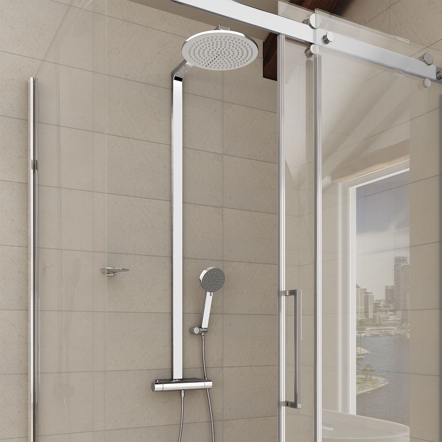 GRADE A1 - Montroc Premium Rigid Riser Shower Rail Kit with Dual Valve ...