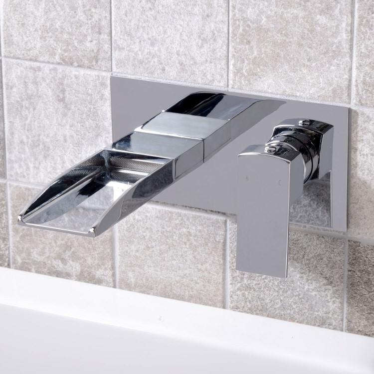 Chrome Waterfall Wall Mounted Bath Mixer Tap - Tabor