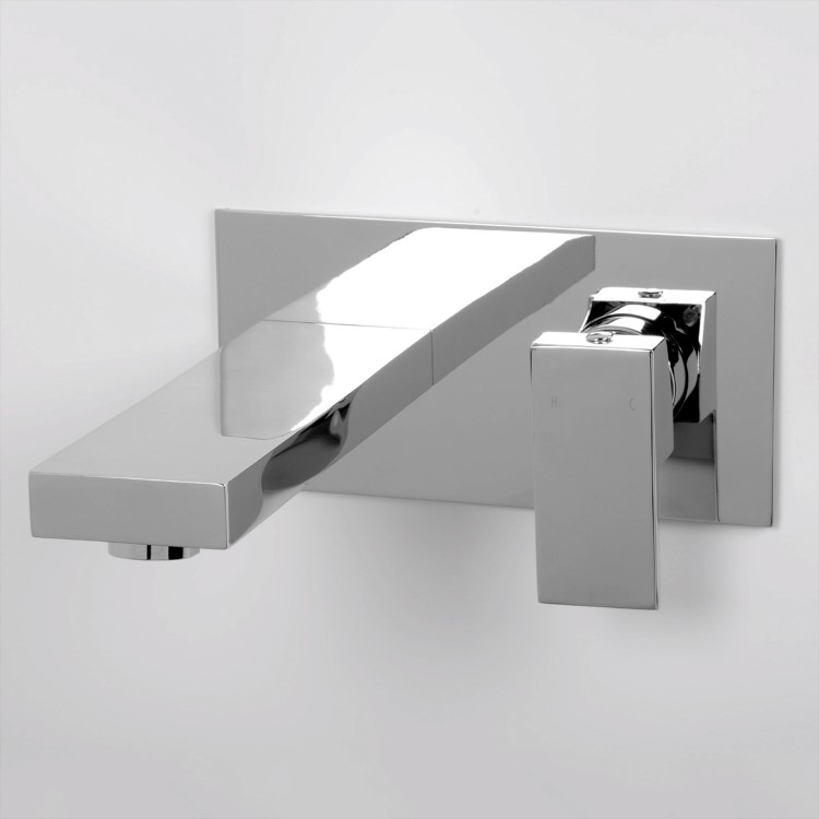 Chrome Wall Mounted Bath Mixer Tap - Cube