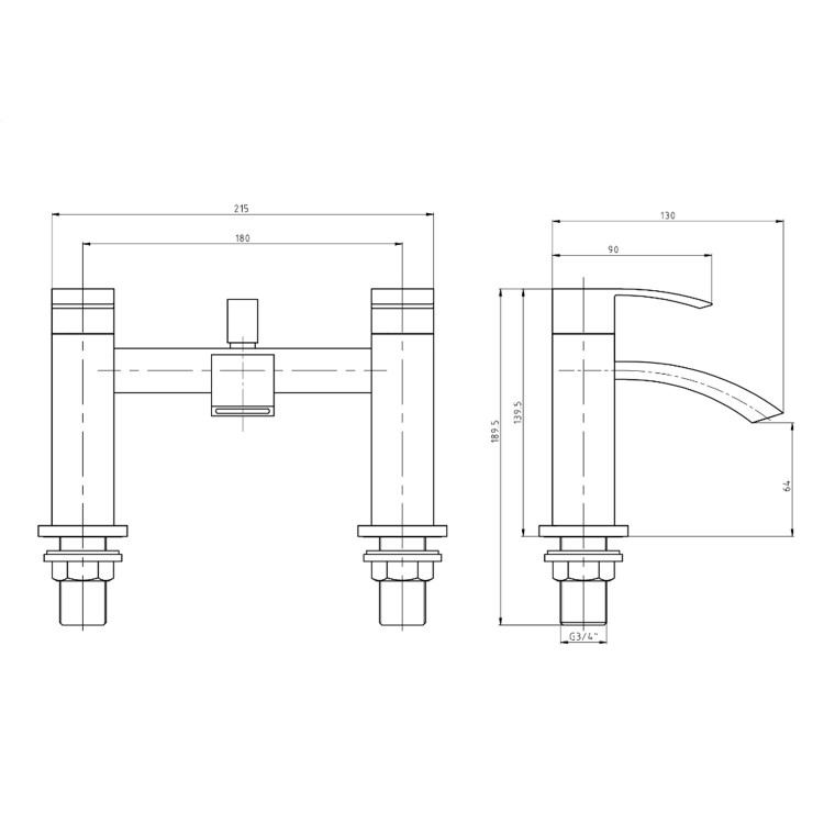 Chrome Bath Shower Mixer Tap - Wave