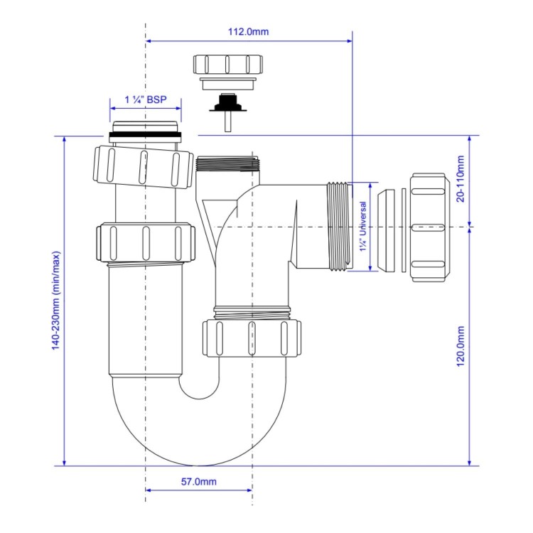 GRADE A1 - McAlpine Tubular Anti Syphon P Trap