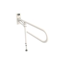 GRADE A1 - White Foldaway Hand Rail with Drop Down Leg