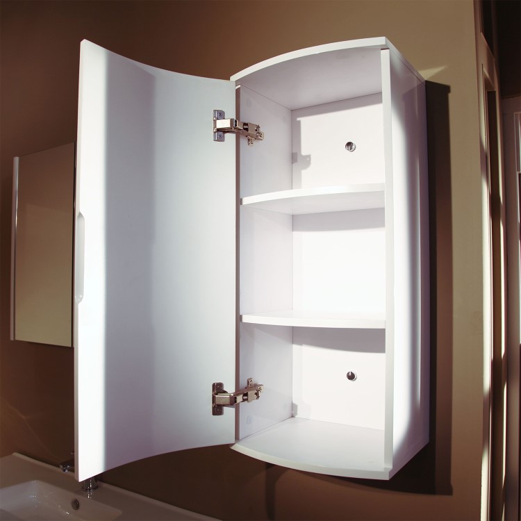 GRADE A1 - 800mm Wall Hung Single Door Bathroom Cabinet White - Voss