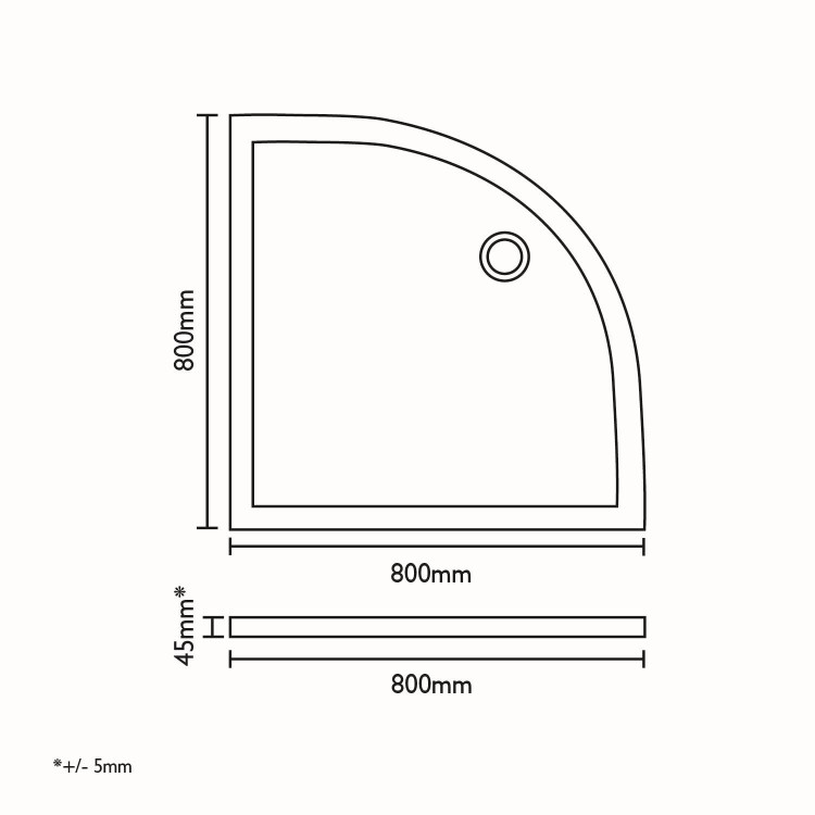 GRADE A1 - Quadrant Low Profile Shower Tray 800 x 800mm - Slim Line