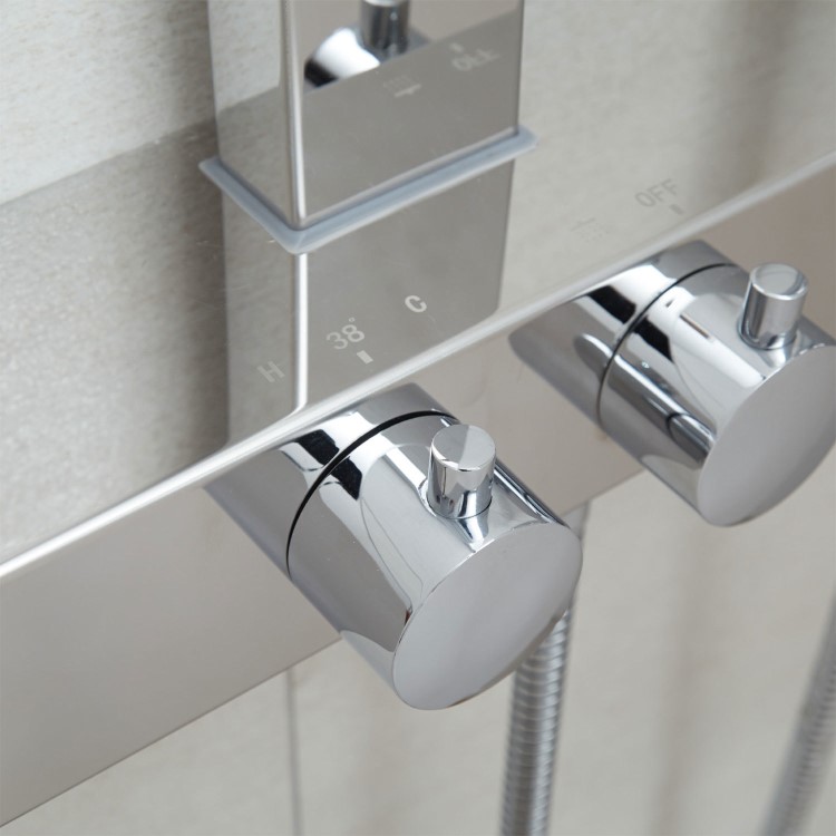 Latvin Thermostatic Shower Tower Panel with Integrated Storage