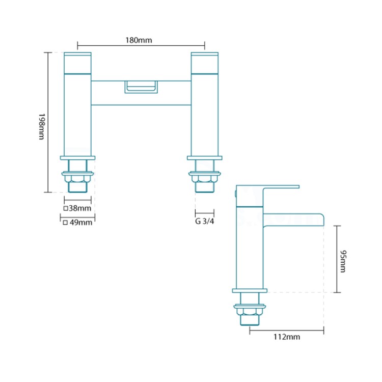 GRADE A1 - Waterfall Bath Filler Tap - Quadra Range