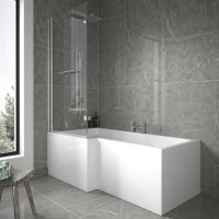 GRADE A1 - Left Hand L-Shaped Shower Bath - L1670 x W850mm