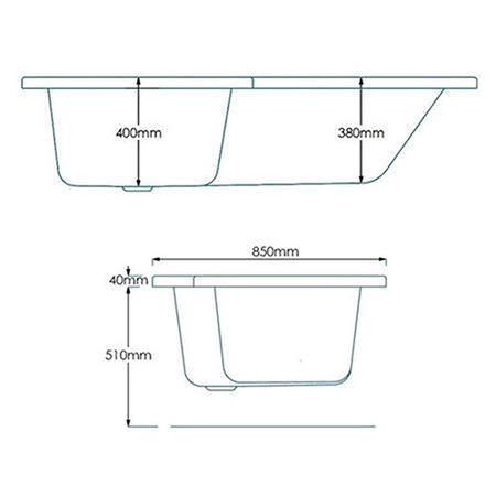 GRADE A1 - Left Hand L-Shaped Shower Bath - L1670 x W850mm