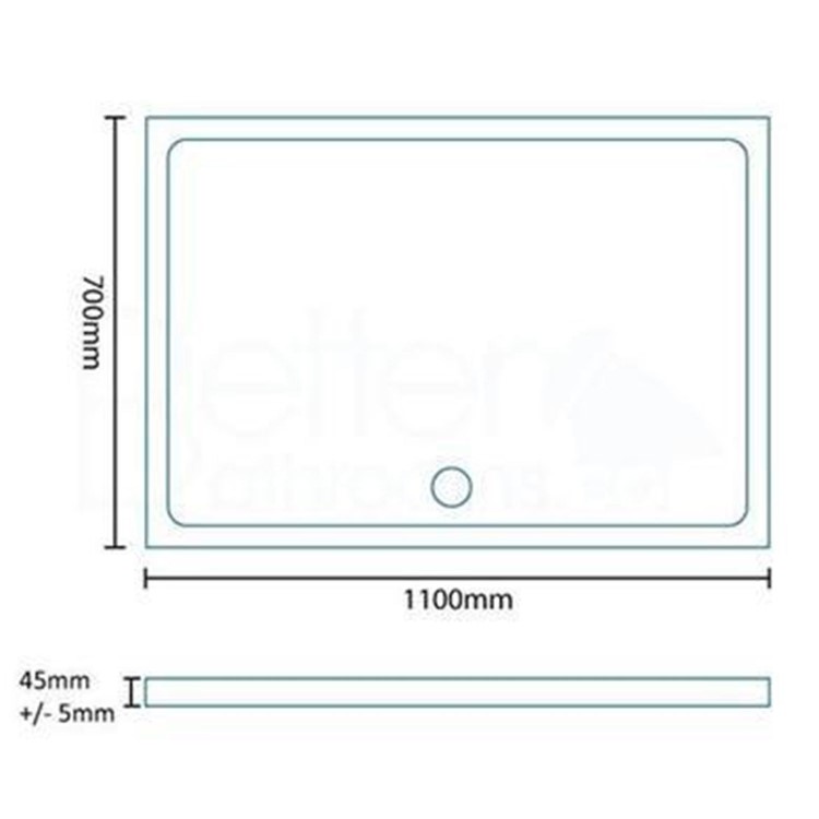 GRADE A1 - Slim Line 1100 x 700 Rectangular Shower Tray