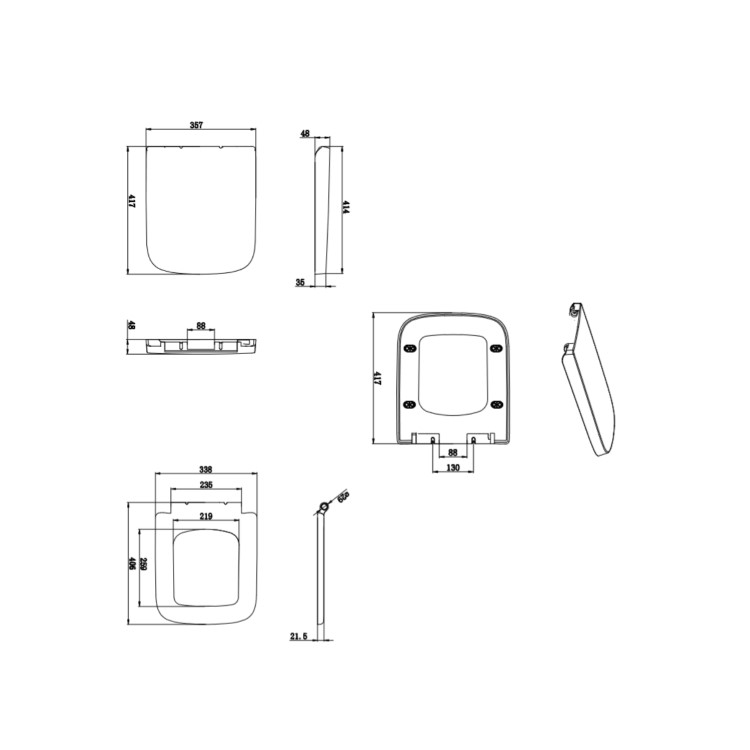 GRADE A1 - Soft Close Toilet Seat - Wrap around Design - Top Fixing - Austin Range