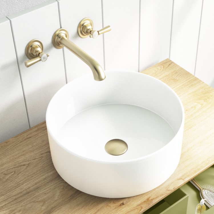 ONLY OPENED - Alaska White Round Countertop Basin - 385mm