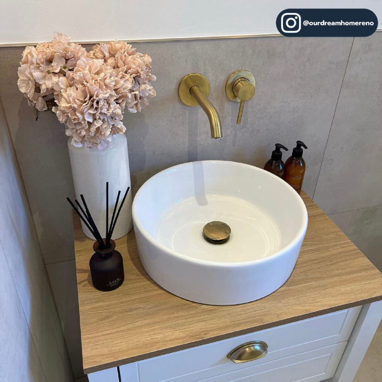 ONLY OPENED - Alaska White Round Countertop Basin - 385mm