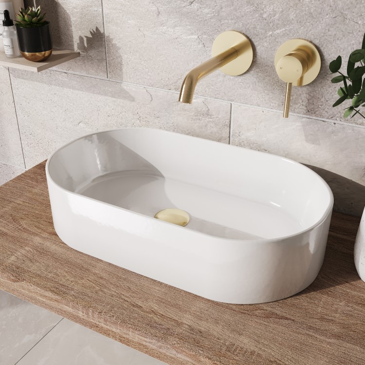 GRADE A1 - Round White Countertop Basin - Tennessee Range