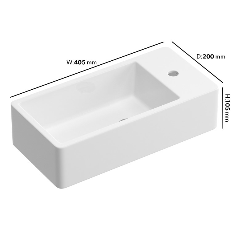 GRADE A1 - Detroit Right Hand 405mm Wall Hung Basin