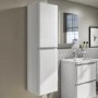 GRADE A1 - 1400mm White Gloss Wall Hung Tall Boy Storage Unit - Portland