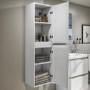 GRADE A1 - 1400mm White Gloss Wall Hung Tall Boy Storage Unit - Portland