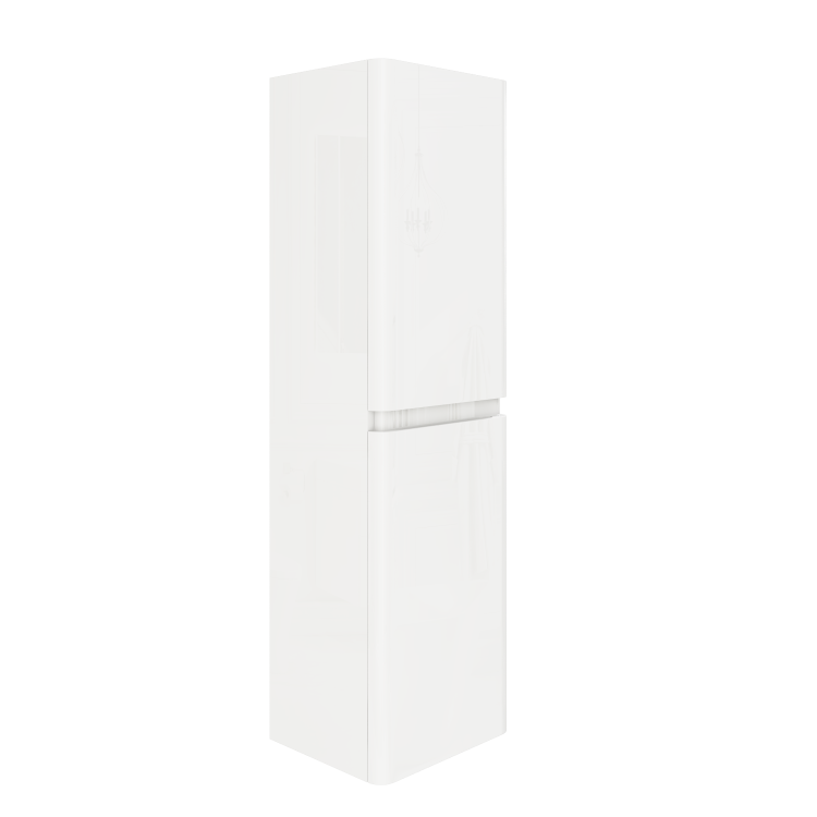 GRADE A1 - 1400mm White Gloss Wall Hung Tall Boy Storage Unit - Portland