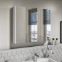 GRADE A1 - 800mm Wall Hung 3 Door Mirrored Cabinet White Gloss - Portland