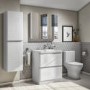 GRADE A1 - 800mm Wall Hung 3 Door Mirrored Cabinet White Gloss - Portland