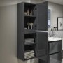 GRADE A1 - 1400mm Dark Grey Gloss Wall Hung Tall Boy Storage Unit  - Portland