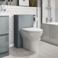 GRADE A1 - 500mm Light Grey Gloss WC Toilet Unit - Portland