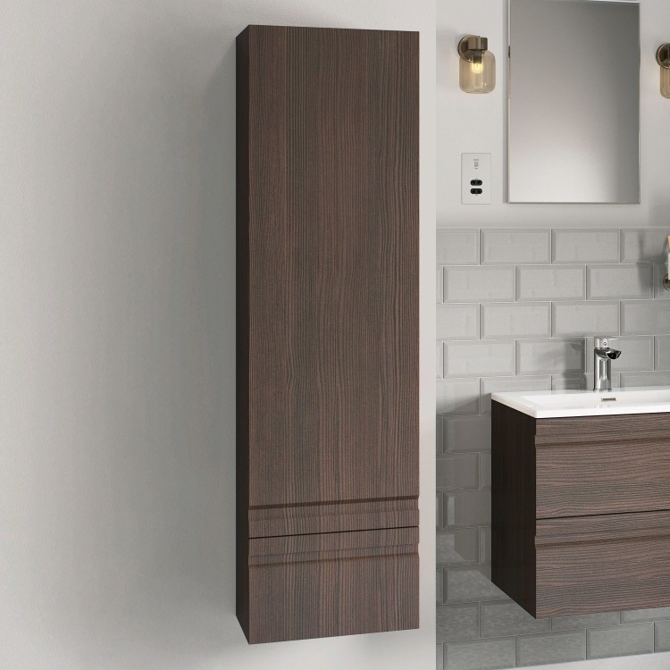 GRADE A1 - 400mm Wall Mounted 2 Door Storage Unit Dark Oak - Boston