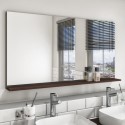 BeBa_17585 Large Dark Oak Bathroom Mirror with Shelf 1200 x 650mm - Boston