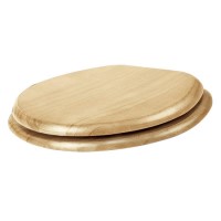 Solid Blonded Pine Round Toilet Seat with Non Slip And Chrome Hinges - Croydex Flexi Fix Davos