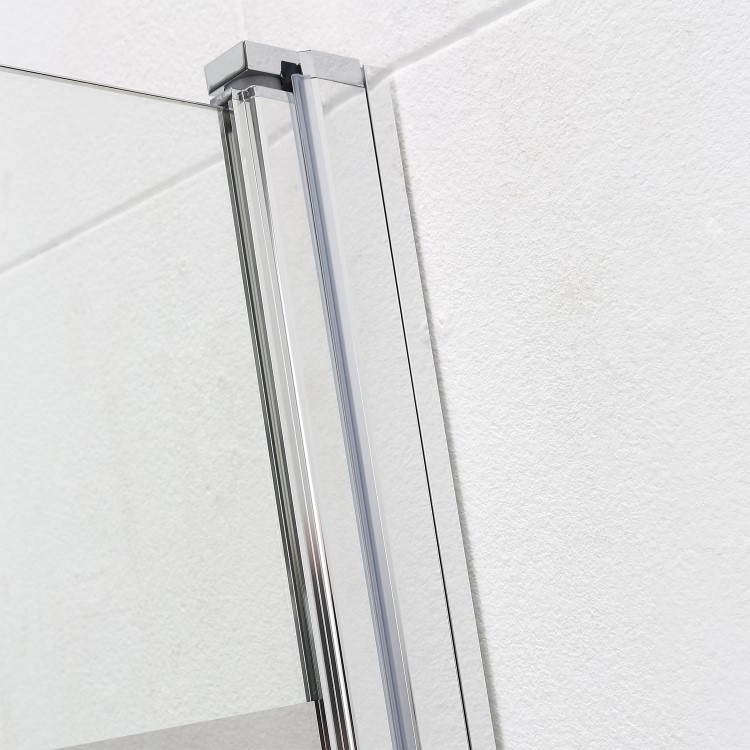 GRADE A1 - Shower Bath Screen with Mirrored Panel - H1400 x W850mm
