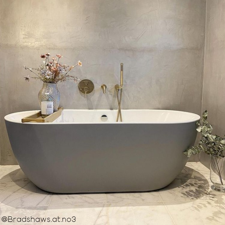 Grey Freestanding Double Ended Bath 1655 x 750mm - Lisbon