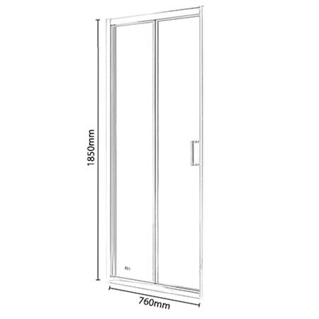 GRADE A1 - Universal Bi-Fold Shower Door 760mm - 4mm Glass - Vega Range