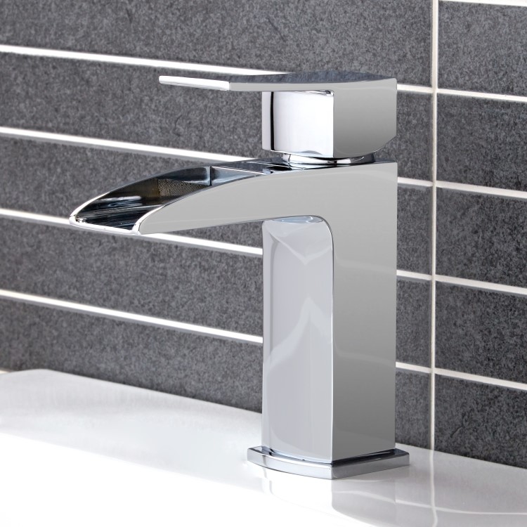 Chrome Mono Waterfall Basin Mixer Tap - Tabor