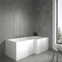 GRADE A1 - L-Shaped Square Right Hand Shower Bath - 1700 x 850mm