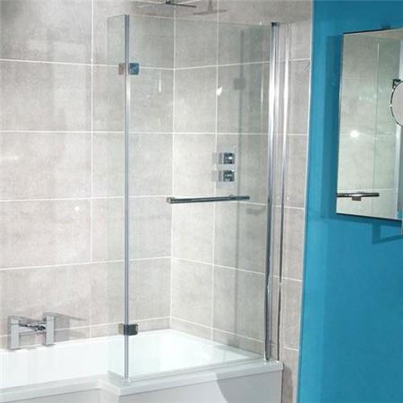 GRADE A1 - L-Shaped Square Right Hand Shower Bath - 1700 x 850mm