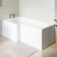 GRADE A1 - Lomax Left Hand L Shape Shower Bath - 1700 x 850mm