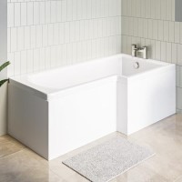 GRADE A1 - L Shape Shower Bath Right Hand 1700 x 850mm - Lomax