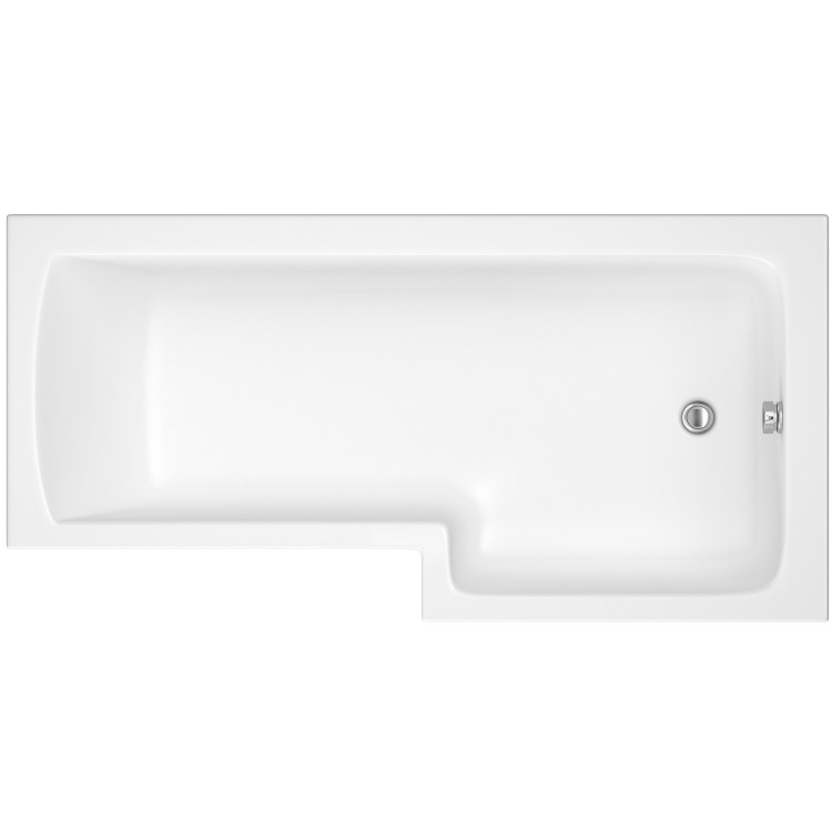 GRADE A1 - L Shape Shower Bath Right Hand 1700 x 850mm - Lomax